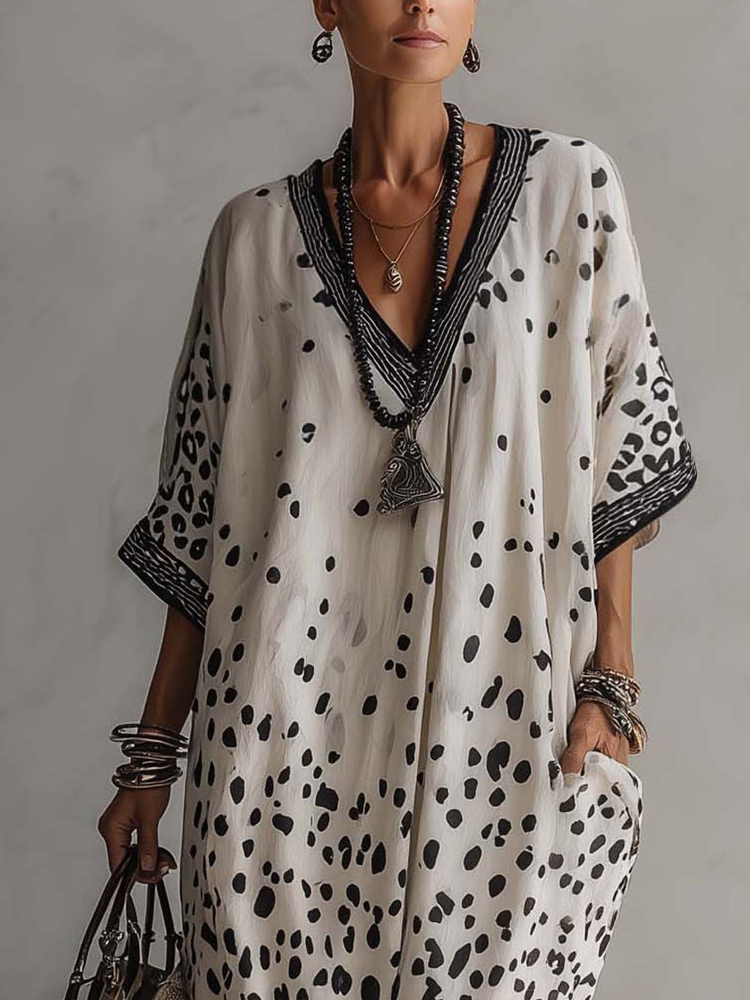 Vestido Maxi de Gasa con Estampado de Leopardo Degradado