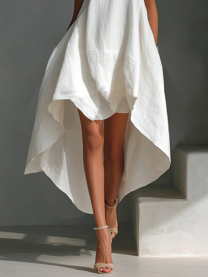 Vestido de Lino Blanco Asimétrico