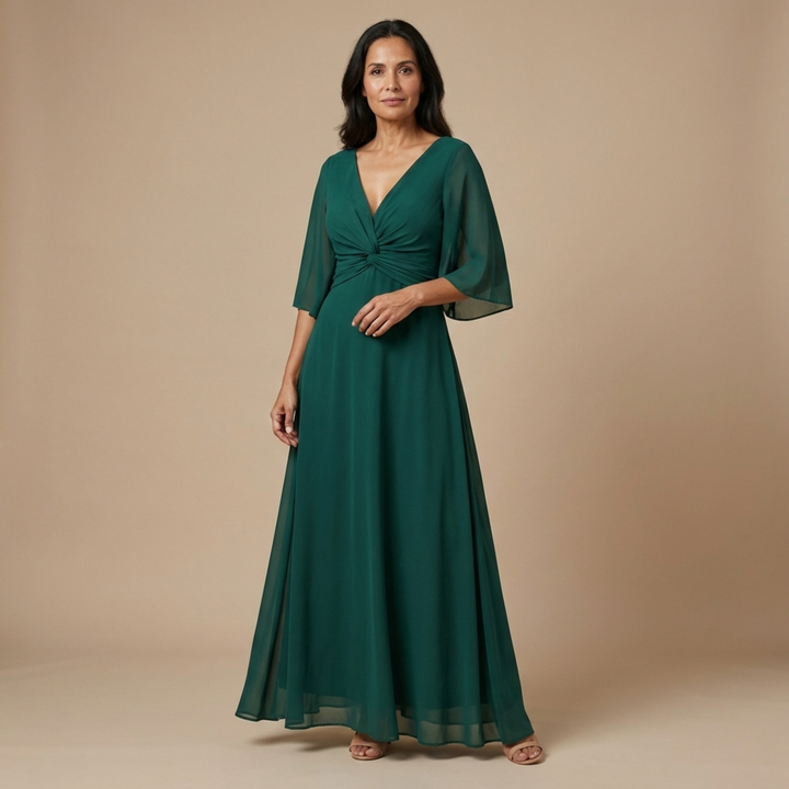 Vestido de chiffon con escote en V