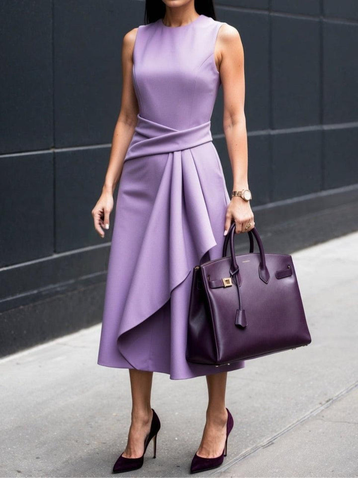 Vestido Midi Irregular sin Costuras Elegante