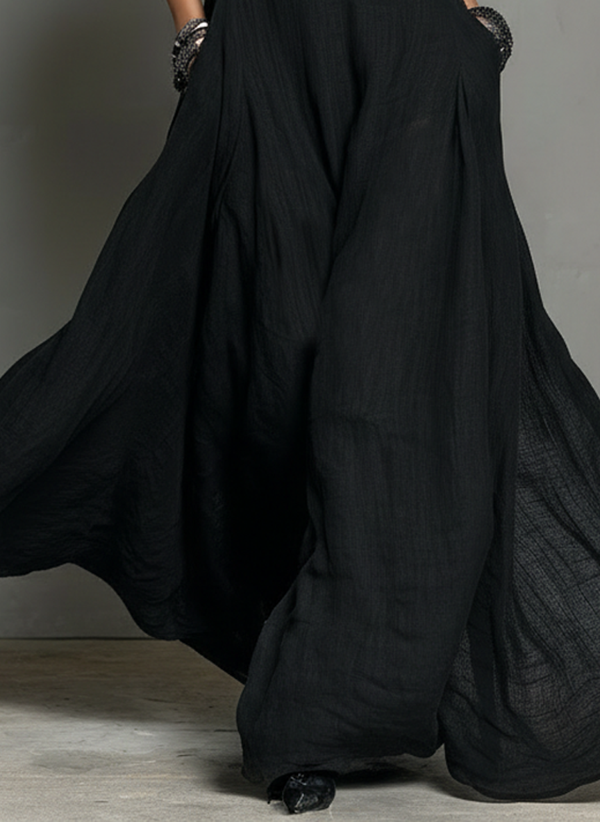 Vestido Maxi Minimalista de Lino con Cuello Halter