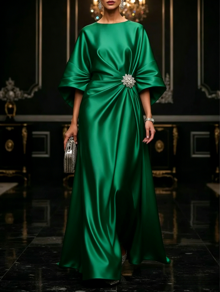 Vestido Maxi Negro de Satén Lujoso