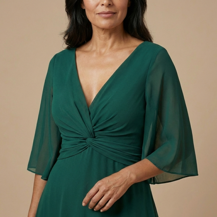 Vestido de chiffon con escote en V