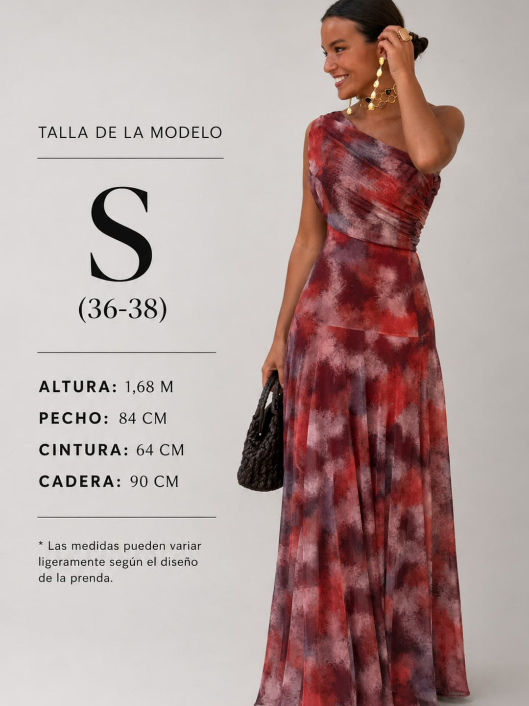 Vestido Largo Hombro Caído Acuarela