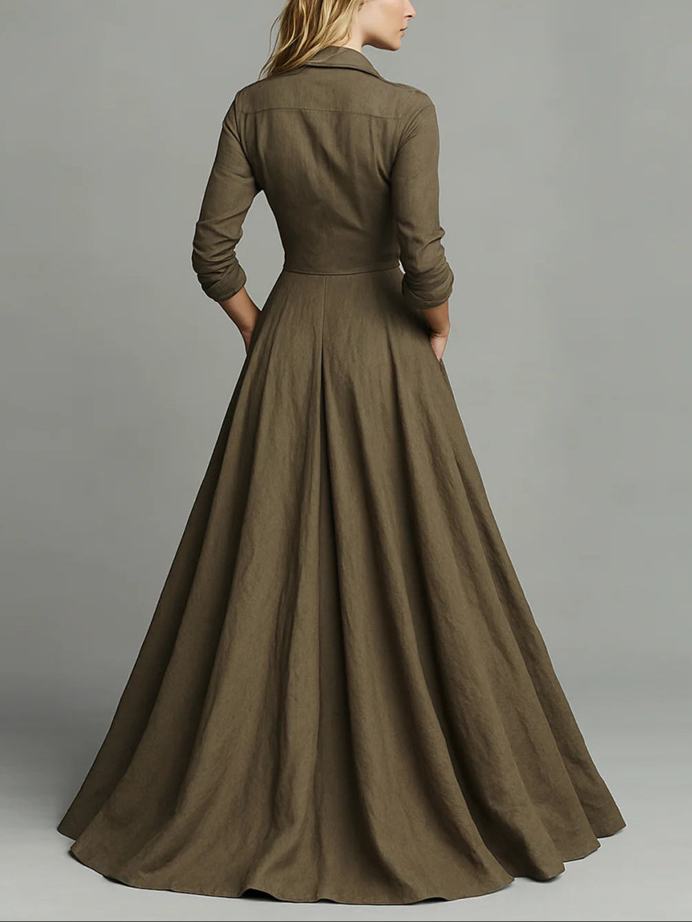 Vestido Largo Vintage Camisero con Botones
