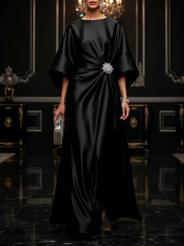 Vestido Maxi Negro de Satén Lujoso