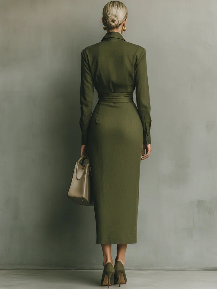 Vestido Maxi Verde Militar de Algodón