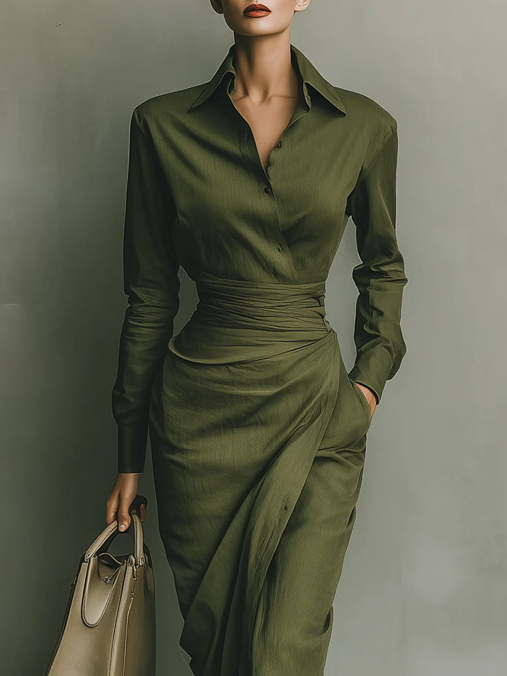 Vestido Maxi Verde Militar de Algodón