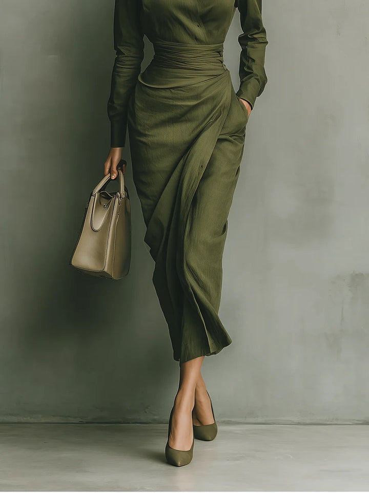 Vestido Maxi Verde Militar de Algodón