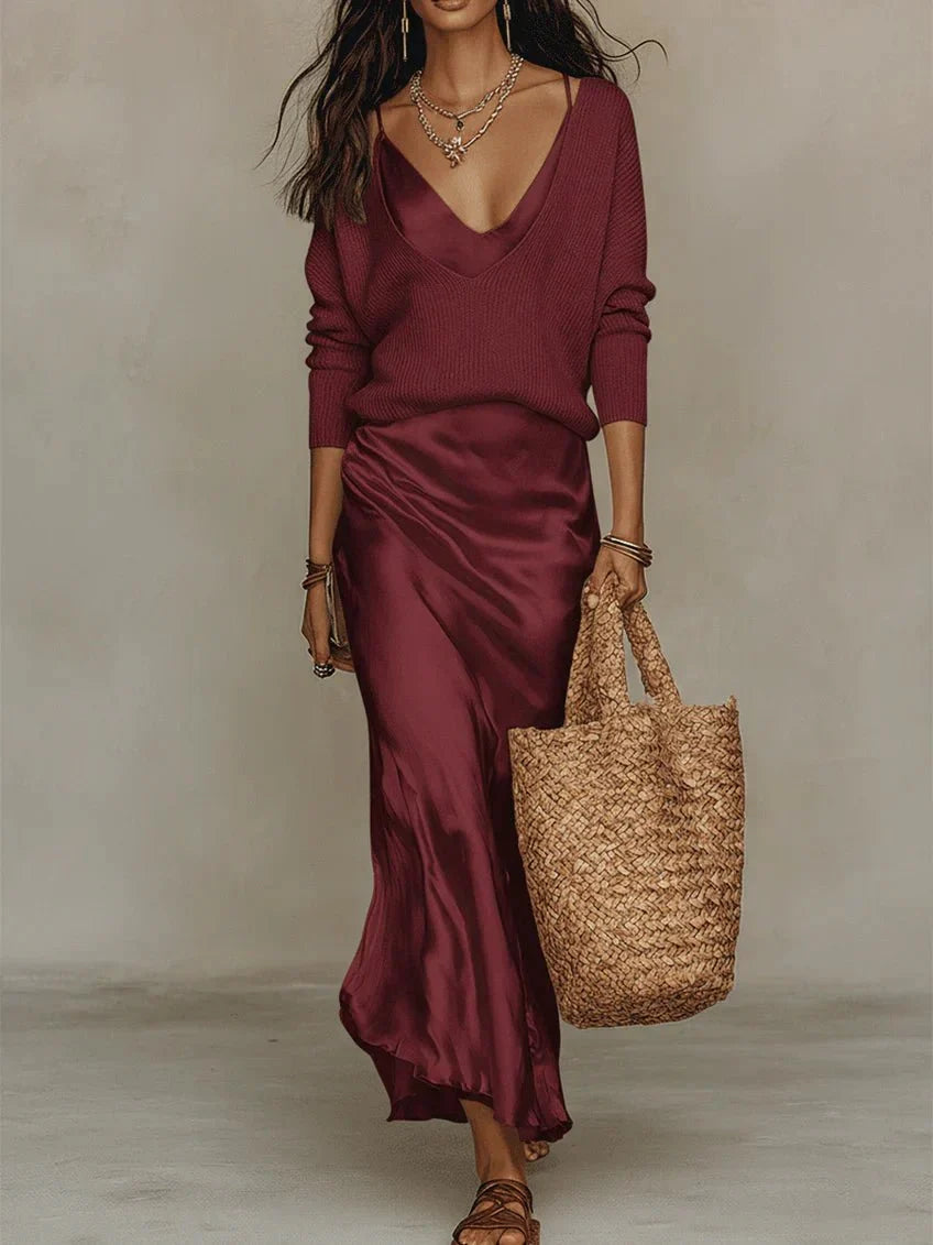 Alma | Vestido Midi Satinado de Lujo