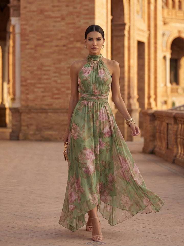 Carla | Vestido elegante y fluido con estampado floral