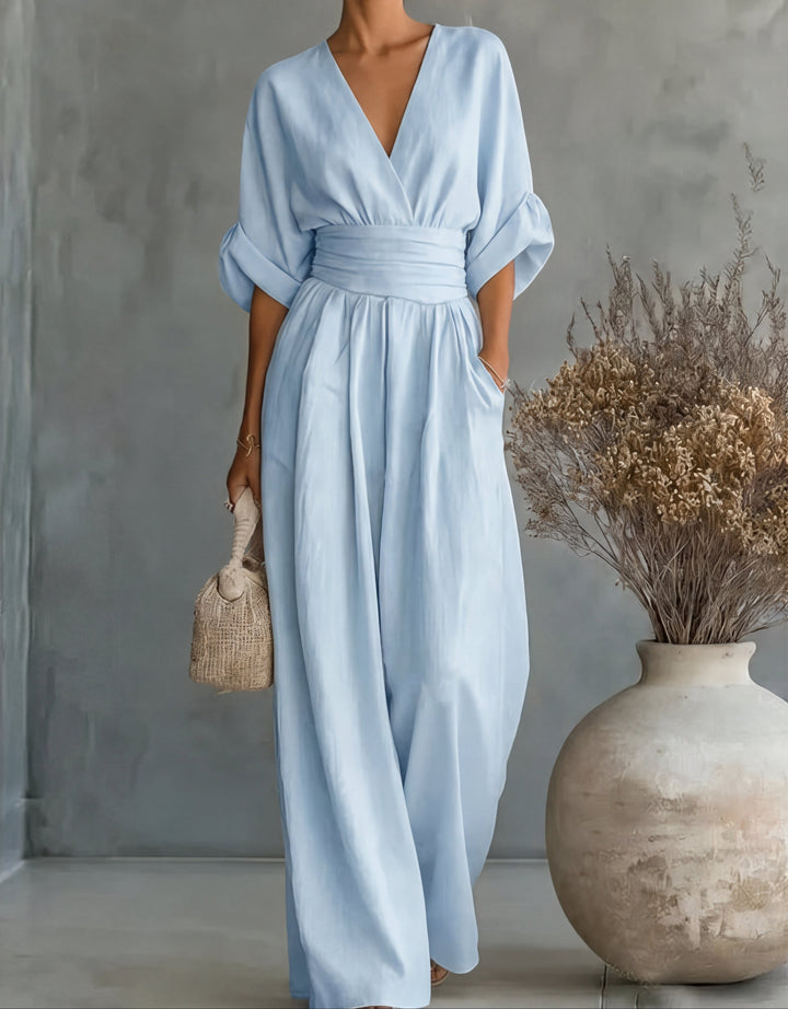 Isabella - Mono elegante de escote en V y pierna ancha