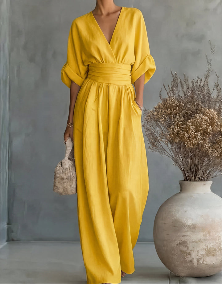 Isabella - Mono elegante de escote en V y pierna ancha