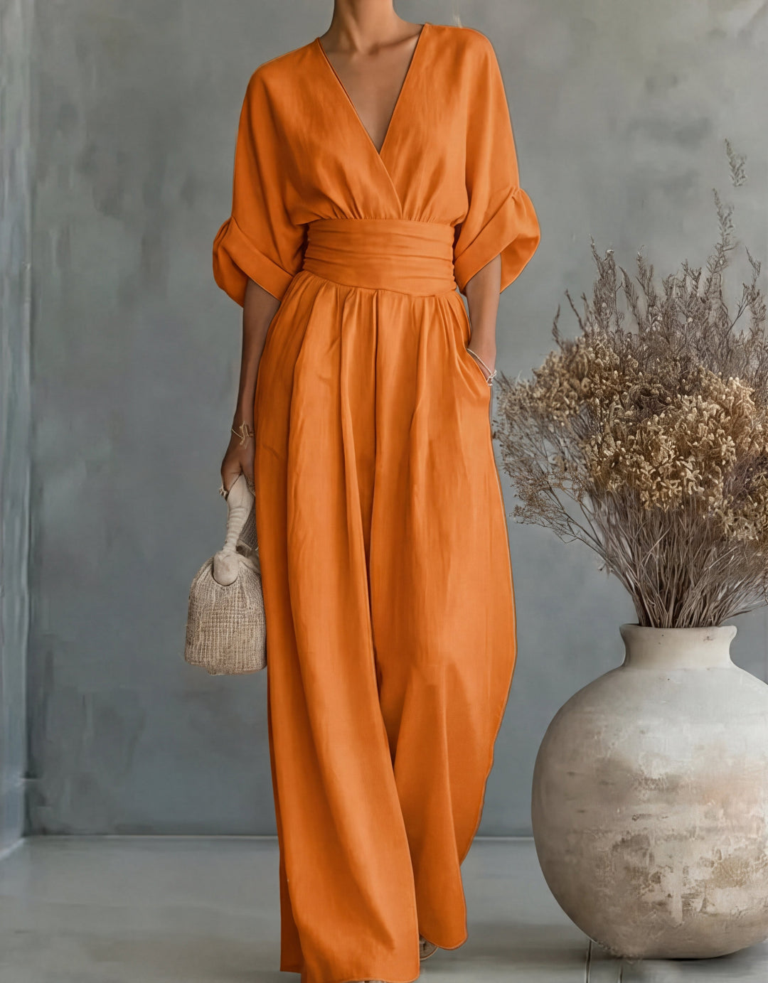 Isabella - Mono elegante de escote en V y pierna ancha