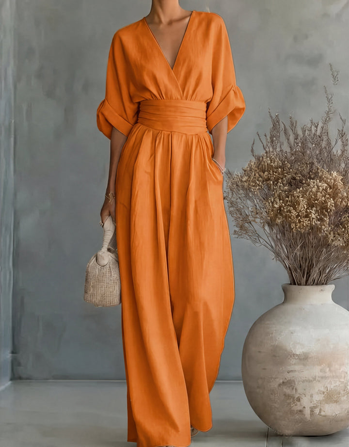 Isabella - Mono elegante de escote en V y pierna ancha