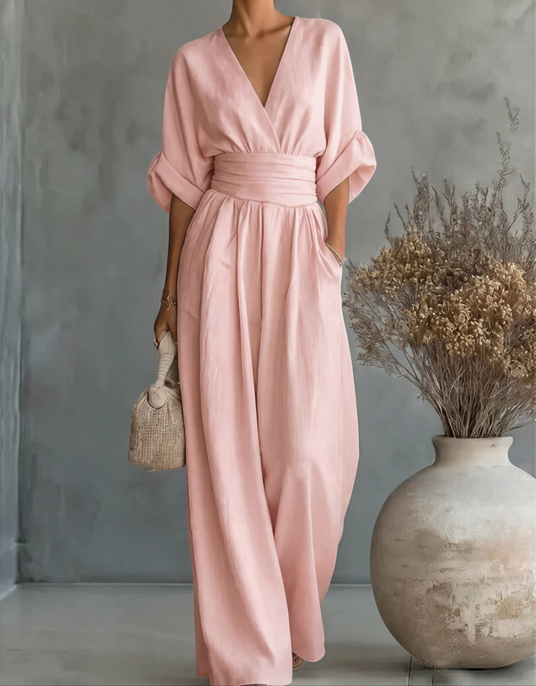 Isabella - Mono elegante de escote en V y pierna ancha