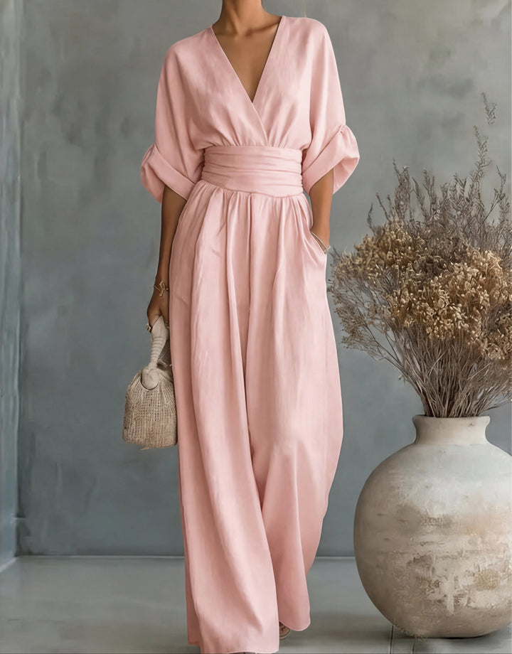 Isabella - Mono elegante de escote en V y pierna ancha