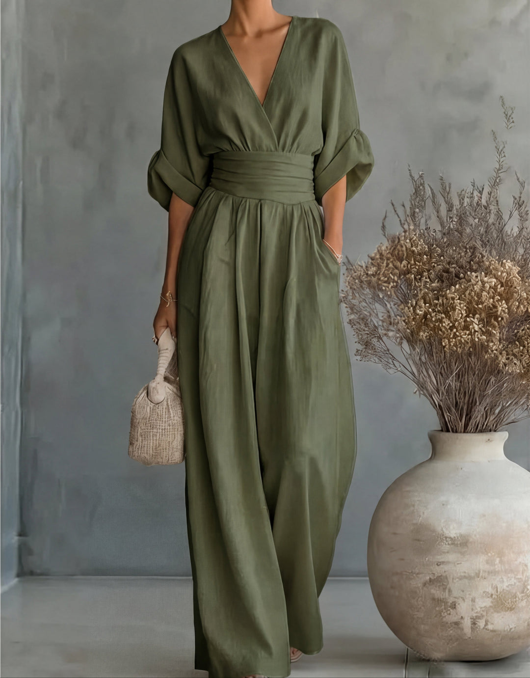 Isabella - Mono elegante de escote en V y pierna ancha