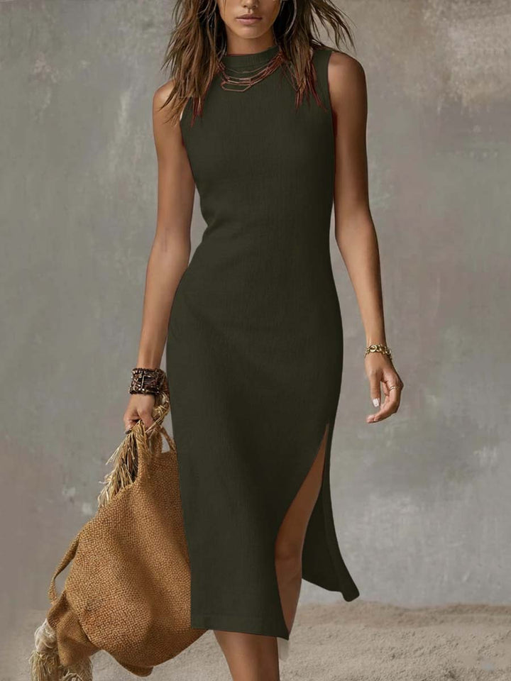 Duna | Vestido midi de lino con elegante abertura para un toque sofisticado