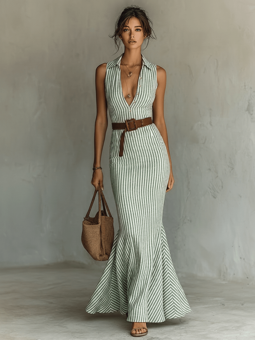 Lidia | Vestido de rayas con silueta sirena, elegante y favorecedor