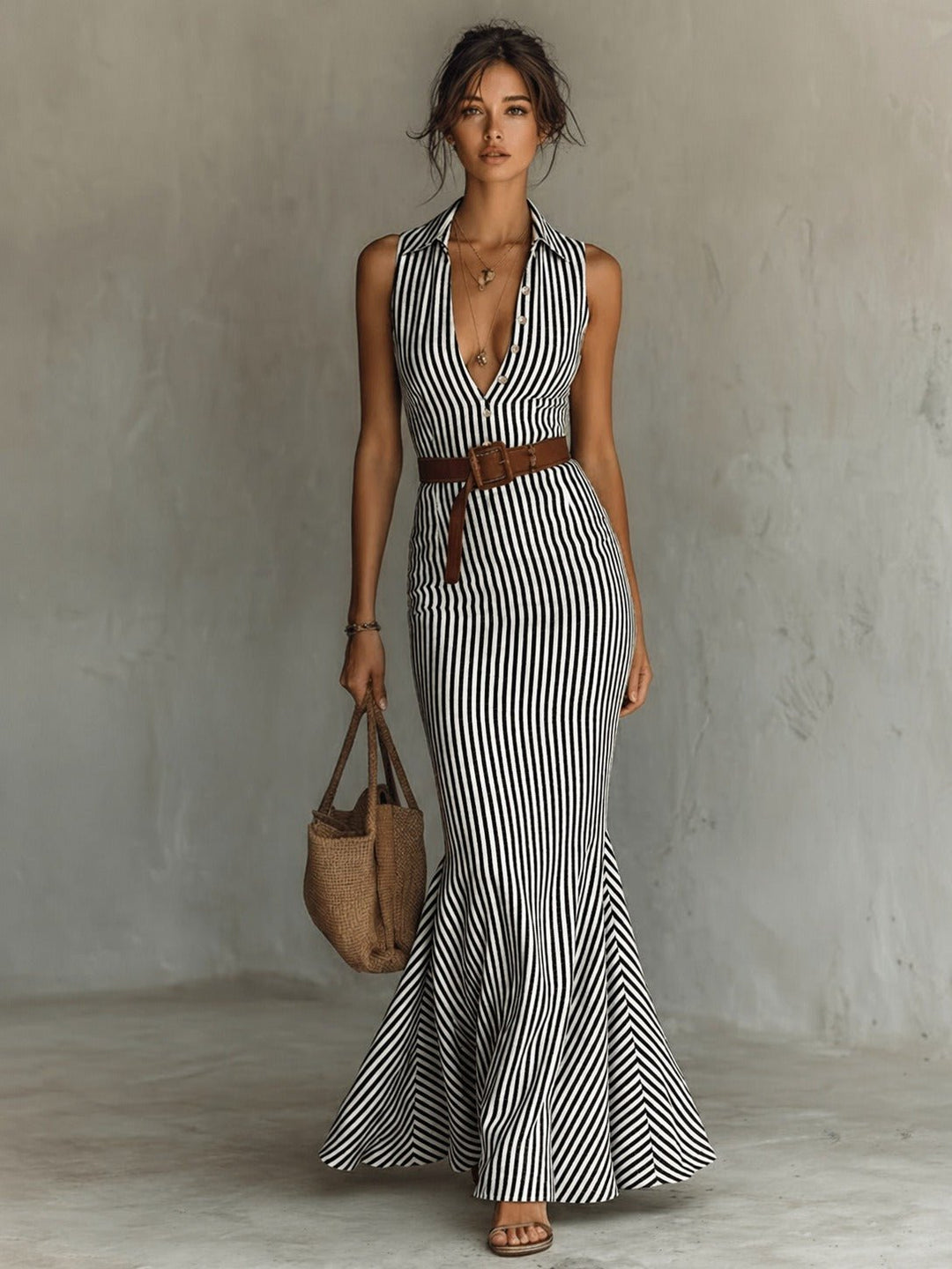 Lidia | Vestido de rayas con silueta sirena, elegante y favorecedor