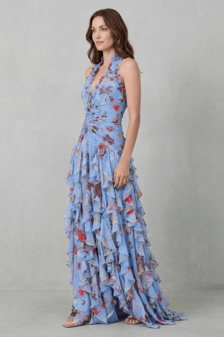 Marina | Vestido largo halter de caída fluida y elegante