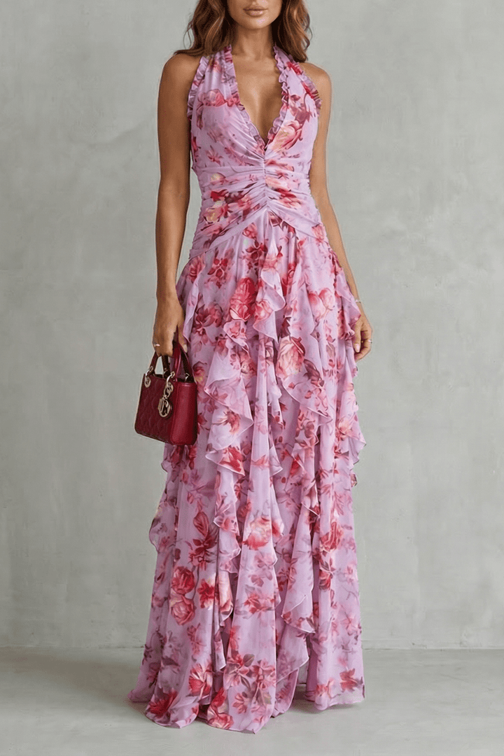 Marina | Vestido largo halter de caída fluida y elegante