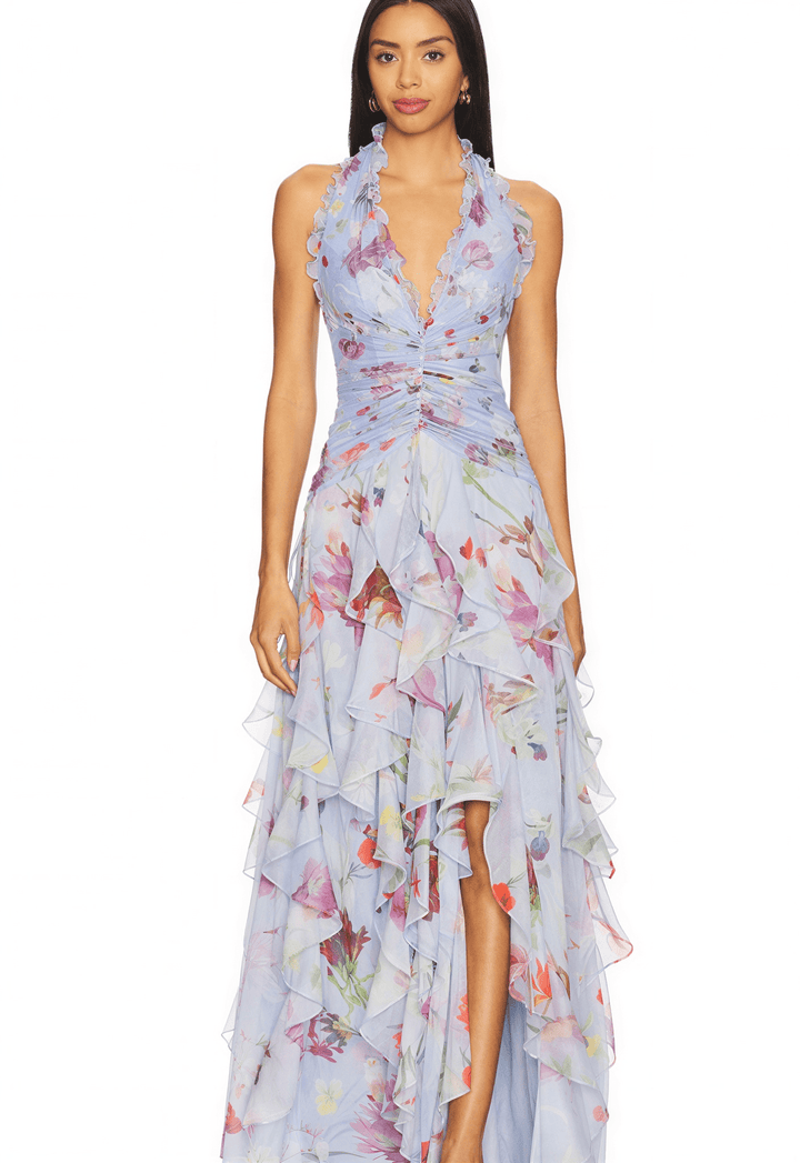 Marina | Vestido largo halter de caída fluida y elegante