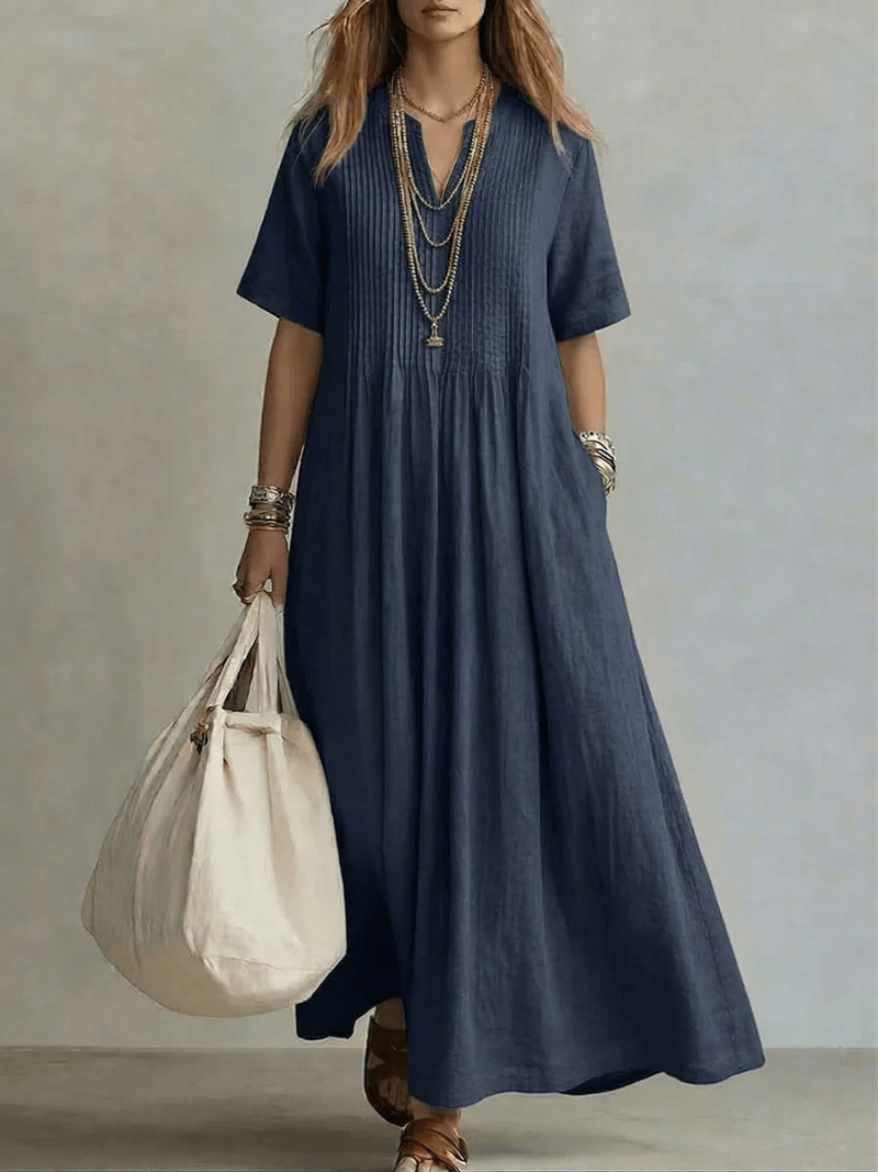 Naroa | Vestido largo fluido con pliegues, elegante y versátil