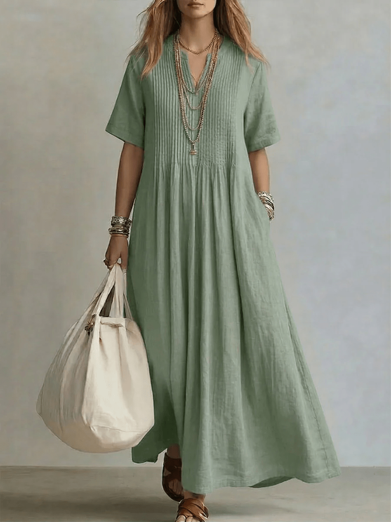 Naroa | Vestido largo fluido con pliegues, elegante y versátil