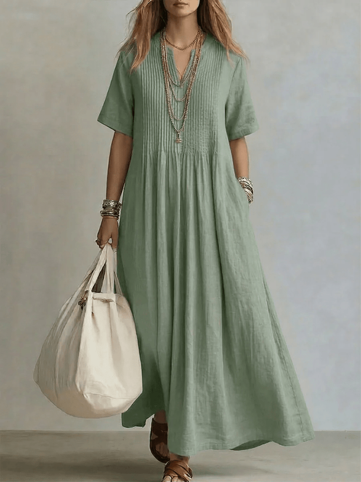 Naroa | Vestido largo fluido con pliegues, elegante y versátil