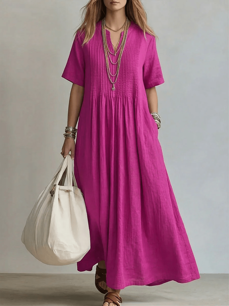 Naroa | Vestido largo fluido con pliegues, elegante y versátil