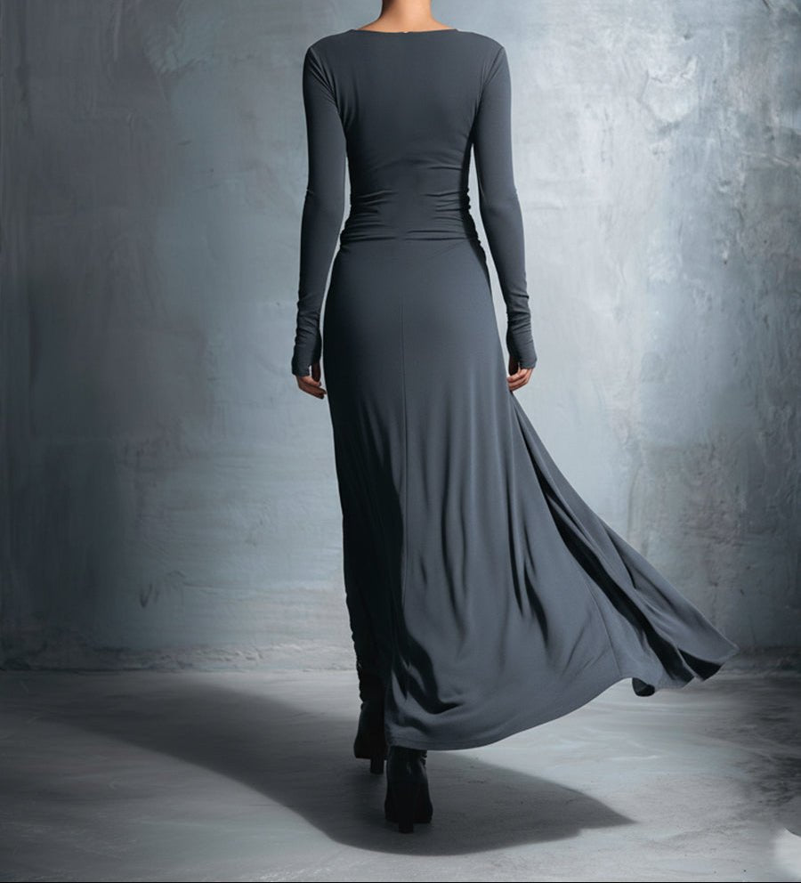 Natalia | Vestido maxi ajustado con nudo lateral