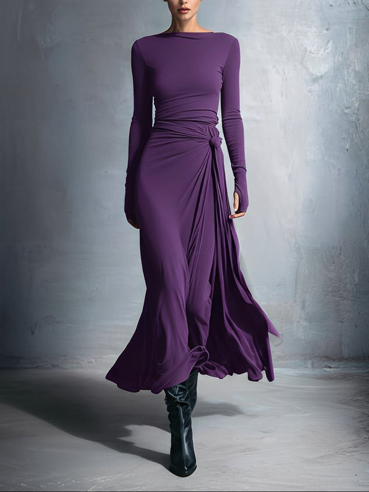 Natalia | Vestido maxi ajustado con nudo lateral