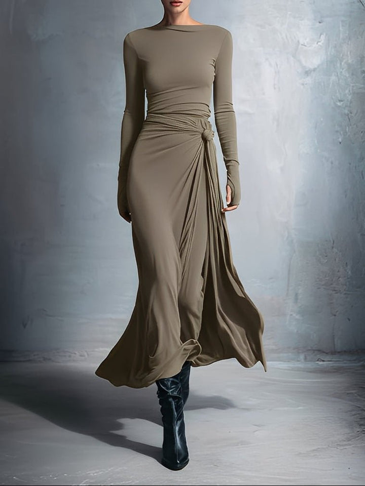 Natalia | Vestido maxi ajustado con nudo lateral
