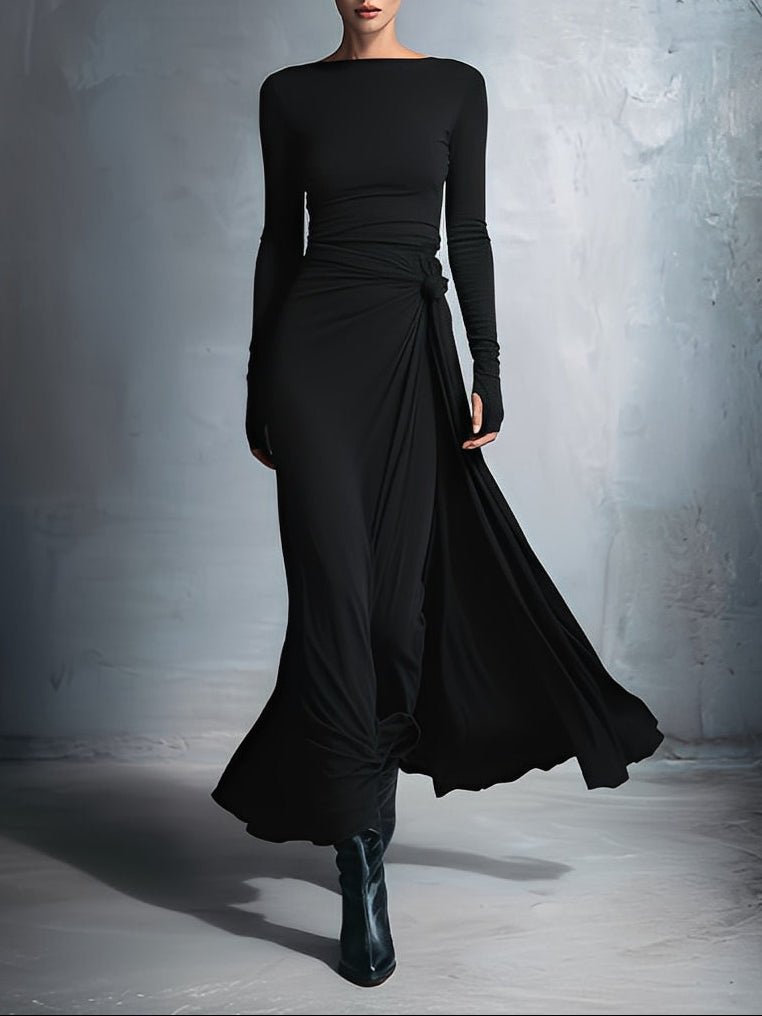 Natalia | Vestido maxi ajustado con nudo lateral