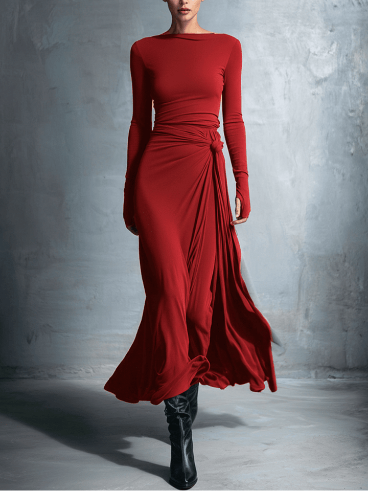Natalia | Vestido maxi ajustado con nudo lateral