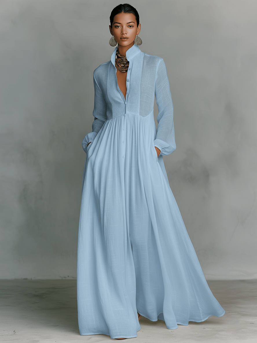 Rebeca | Vestido largo minimalista con líneas limpias y un toque elegante