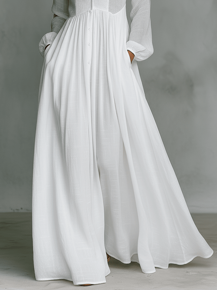 Rebeca | Vestido largo minimalista con líneas limpias y un toque elegante