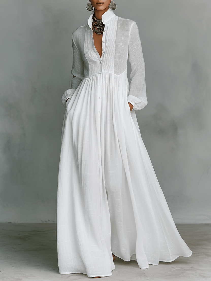 Rebeca | Vestido largo minimalista con líneas limpias y un toque elegante