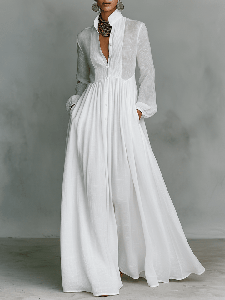 Rebeca | Vestido largo minimalista con líneas limpias y un toque elegante