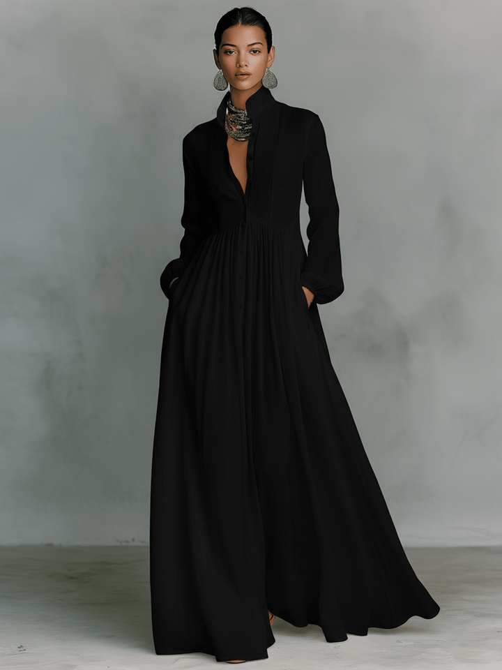 Rebeca | Vestido largo minimalista con líneas limpias y un toque elegante