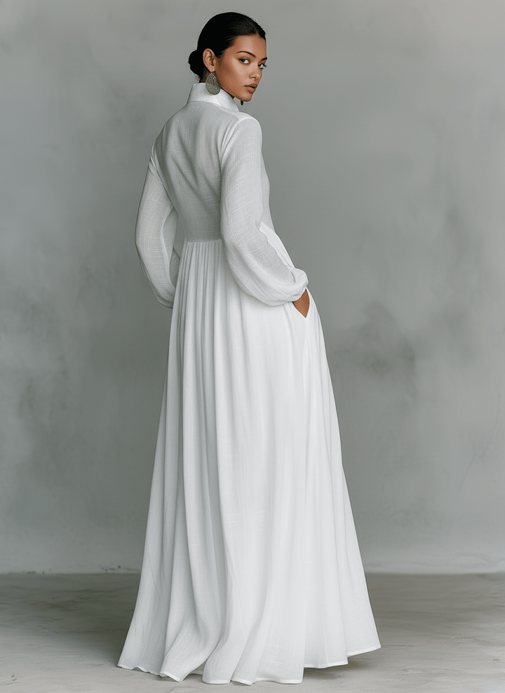 Rebeca | Vestido largo minimalista con líneas limpias y un toque elegante