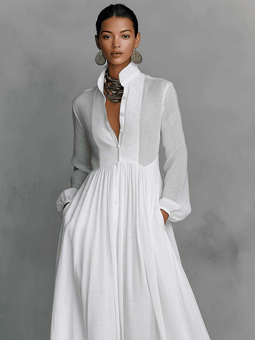 Rebeca | Vestido largo minimalista con líneas limpias y un toque elegante