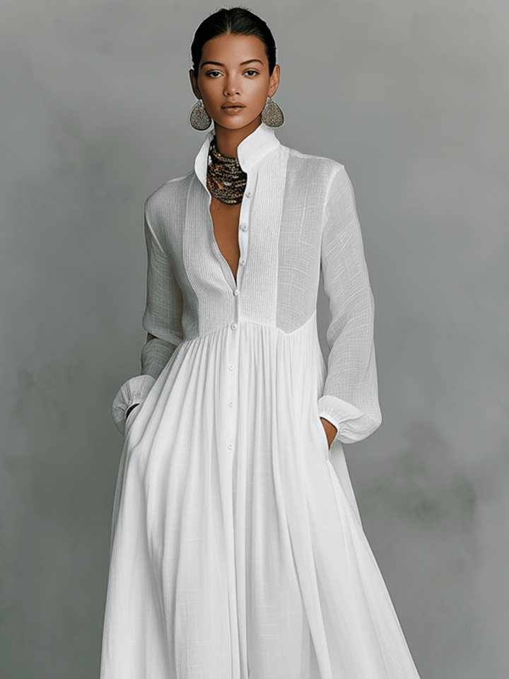 Rebeca | Vestido largo minimalista con líneas limpias y un toque elegante