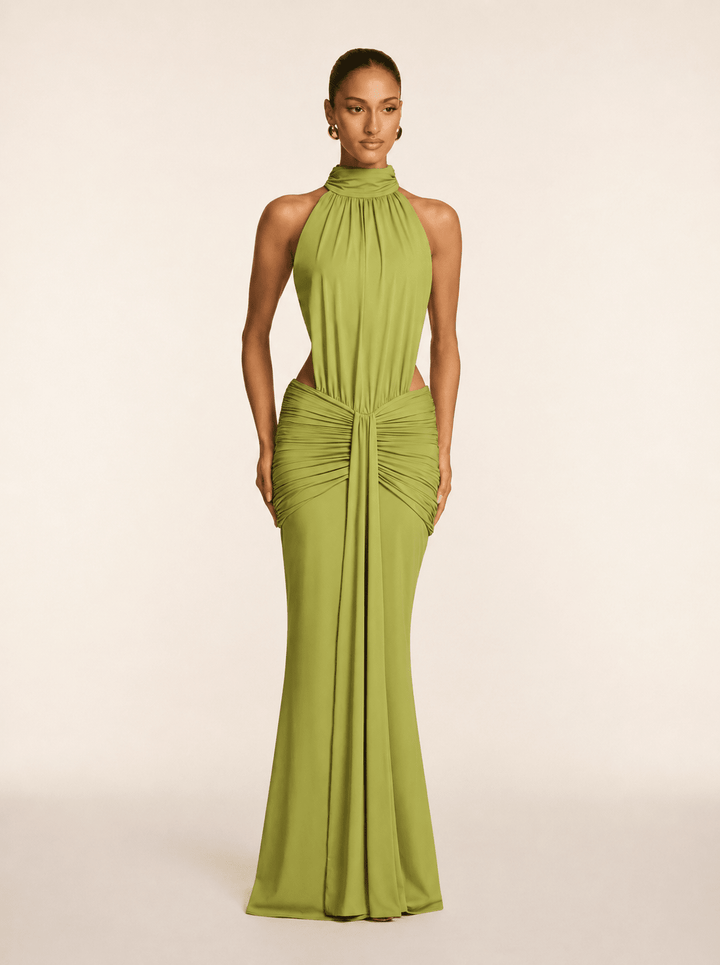 Silvia | Vestido Largo con Escote Halter - Elegancia y Glamour