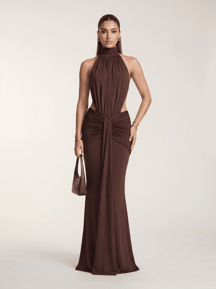 Silvia | Vestido Largo con Escote Halter - Elegancia y Glamour