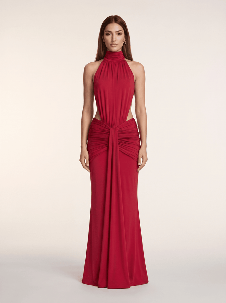 Silvia | Vestido Largo con Escote Halter - Elegancia y Glamour