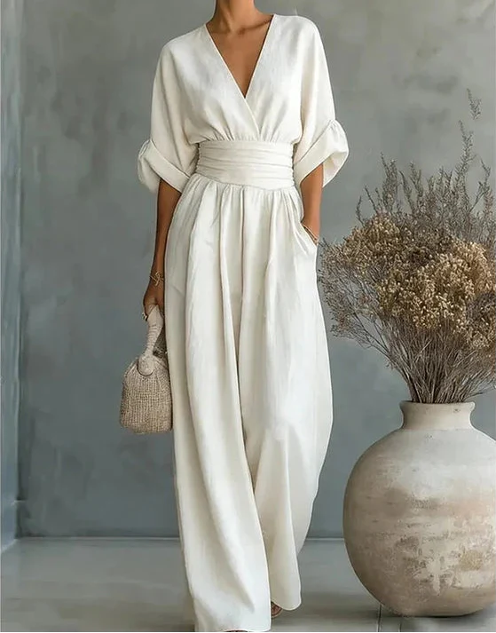 Isabella - Mono elegante de escote en V y pierna ancha