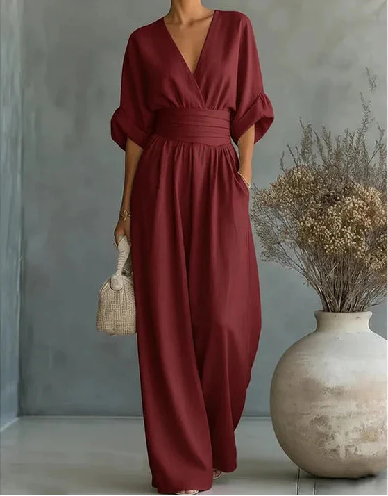 Isabella - Mono elegante de escote en V y pierna ancha